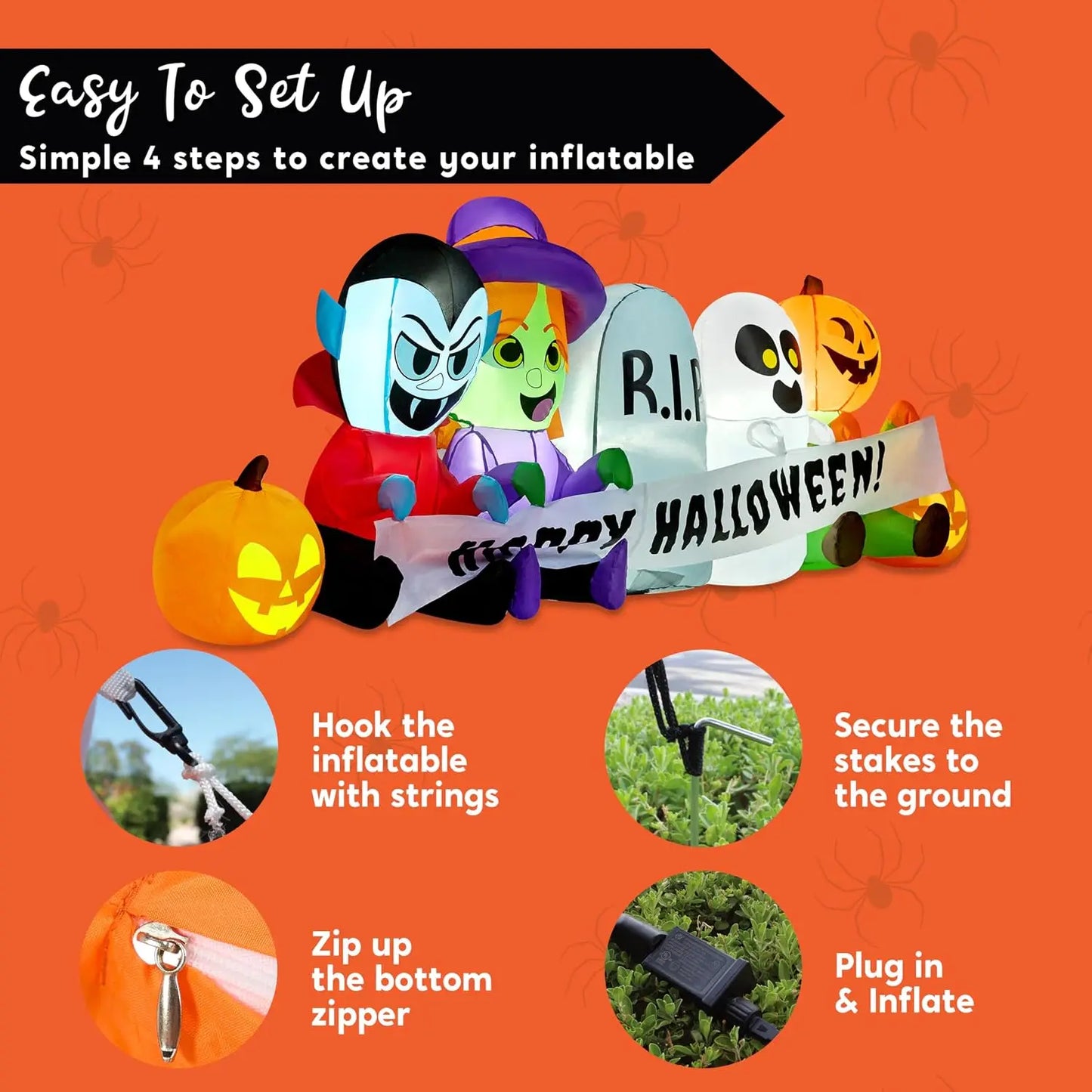 Joyfy Inflatable Halloween Multi-Character Series With LED Lights Outdoor Yard