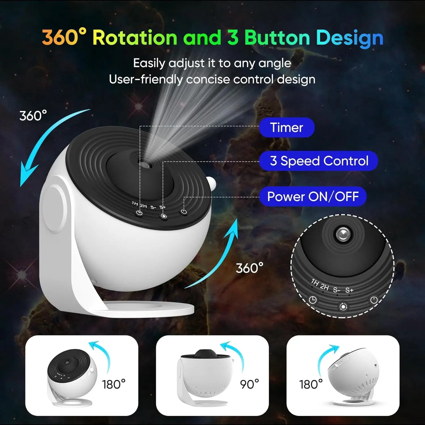Aiopp Galaxy Projector For Bedroom With HD Star Projection