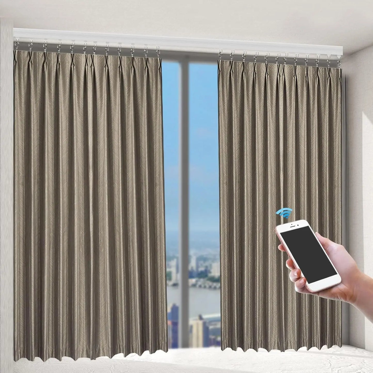 XMSJ Smart Motorized Curtain Rail With Remote Alexa Google Home