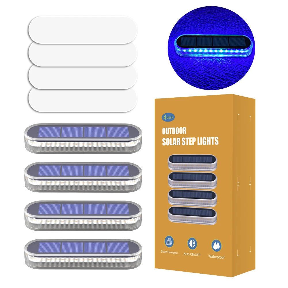 Solar LED Deck Lights 4 Pack Auto On Off Waterproof