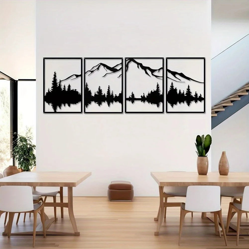 Ohrmbya Mountain Metal Wall Art Set Of Four Forest Decor