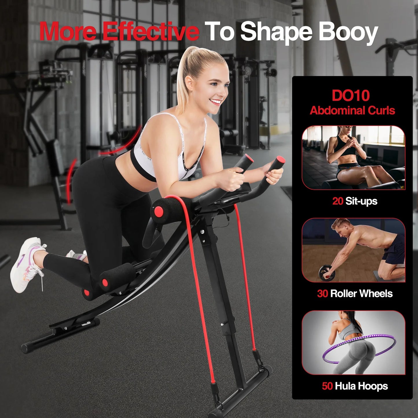 Foldable Ab Machine For Home Gym Core And Abdominal Trainer LCD Display