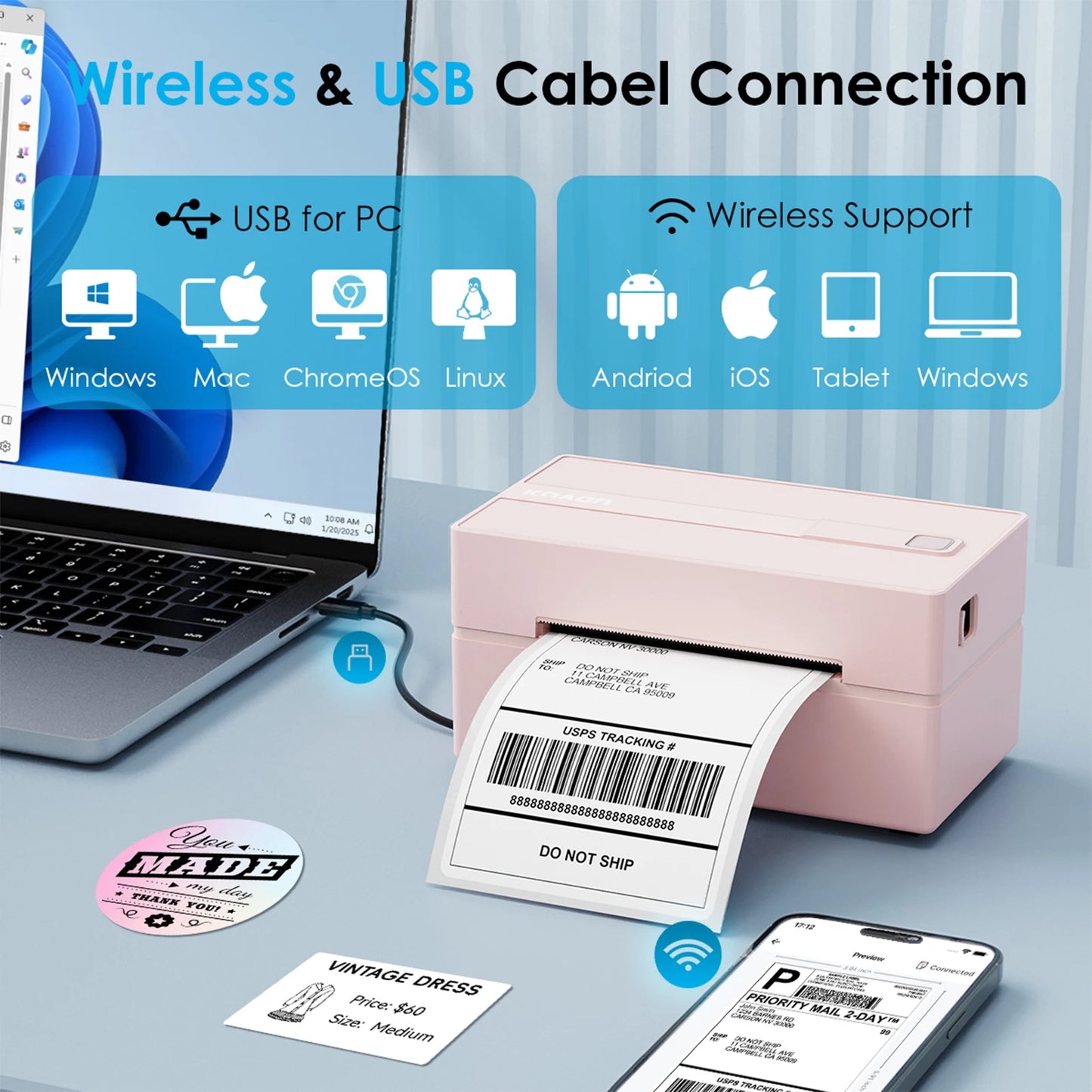 Knaon Thermal Label Printer For Small Business And Home Use