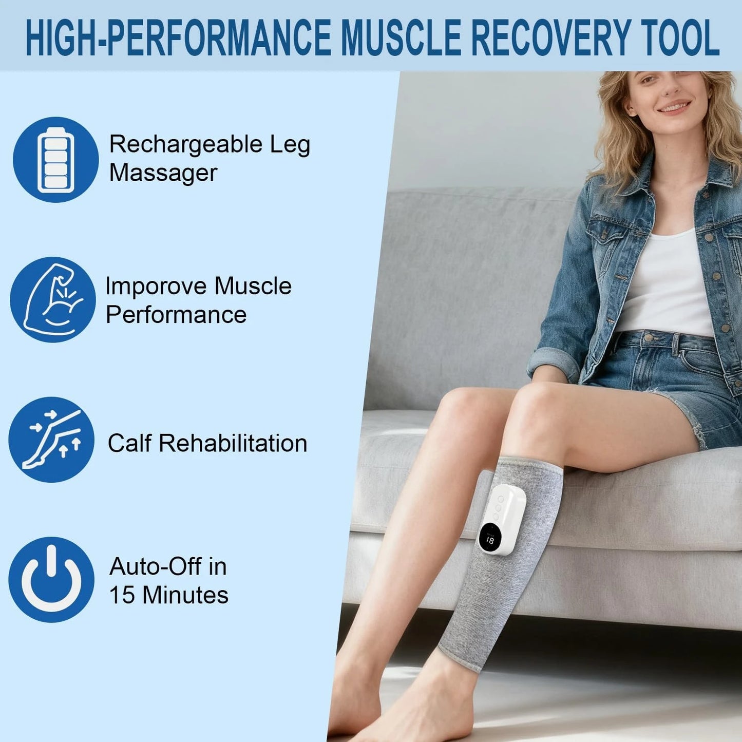 Cordless Leg Massager With Heat and Compression for Circulation