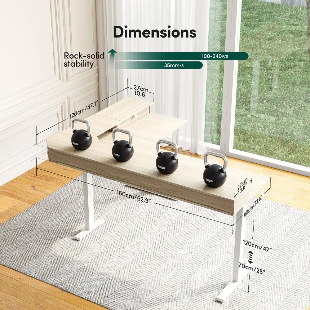 YTYIN L Shaped Standing Desk Drawers Adjustable Height Corner Desk