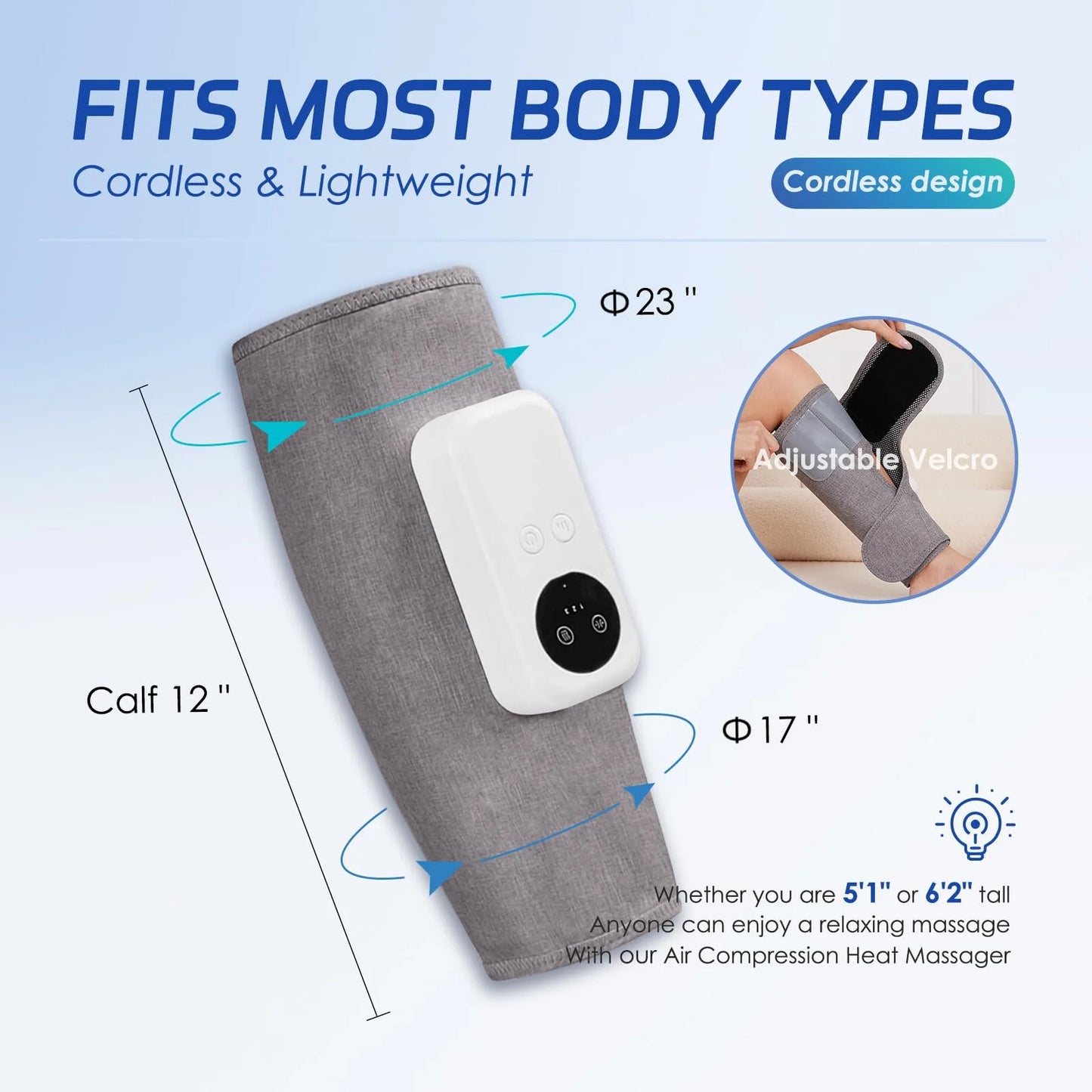 Cordless 3 In 1 Leg Massager With Compression Kneading Vibration