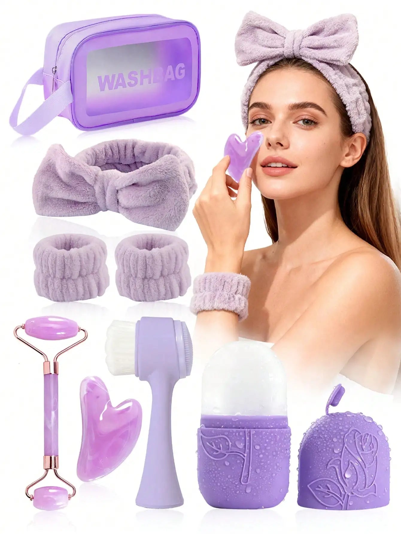 3 Piece Facial Massage Tool Set With Face Roller Cupping