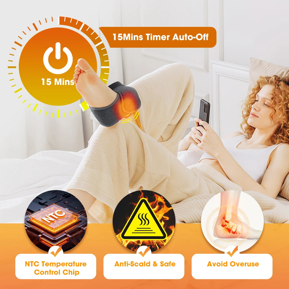PASTSKY Cordless Heated Ankle Brace Massager With Four Heat Settings