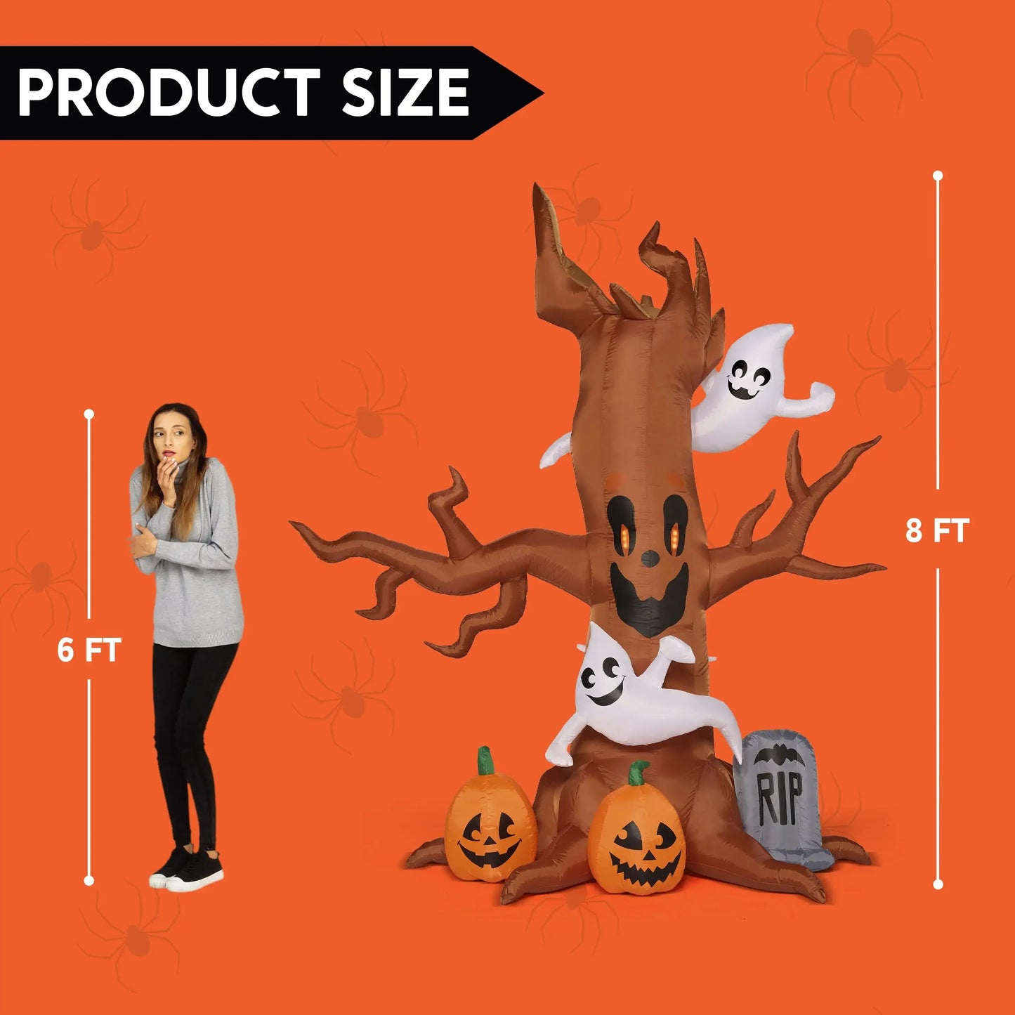 Joyfy Halloween Inflatable Scary Tree With Ghost Decorations