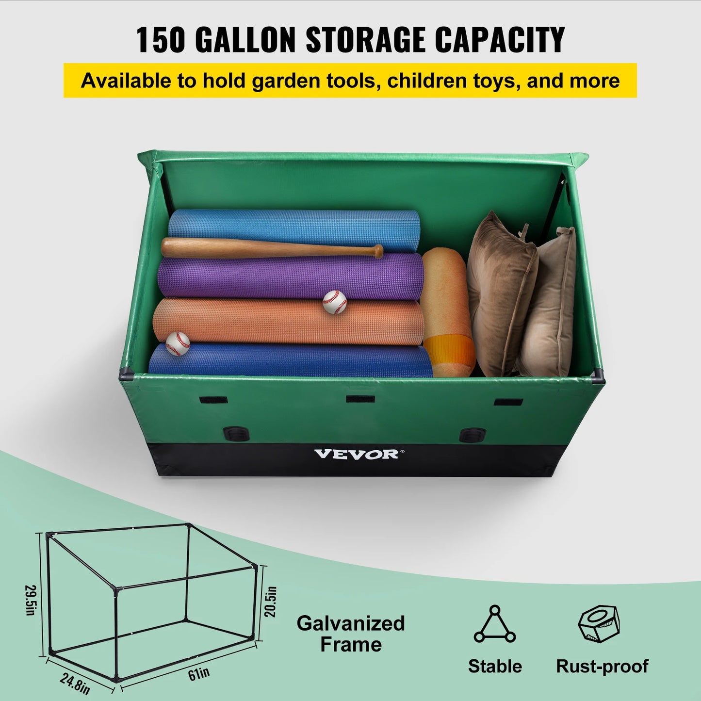 SucceBuy Outdoor Storage Box Waterproof Tarpaulin For Patio Garden