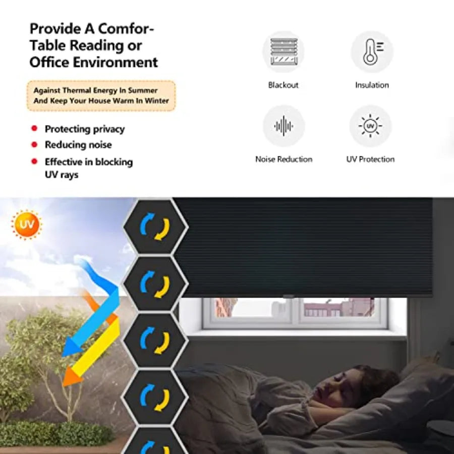 Cordless Blackout Cellular Shades For Windows With Thermal Insulation