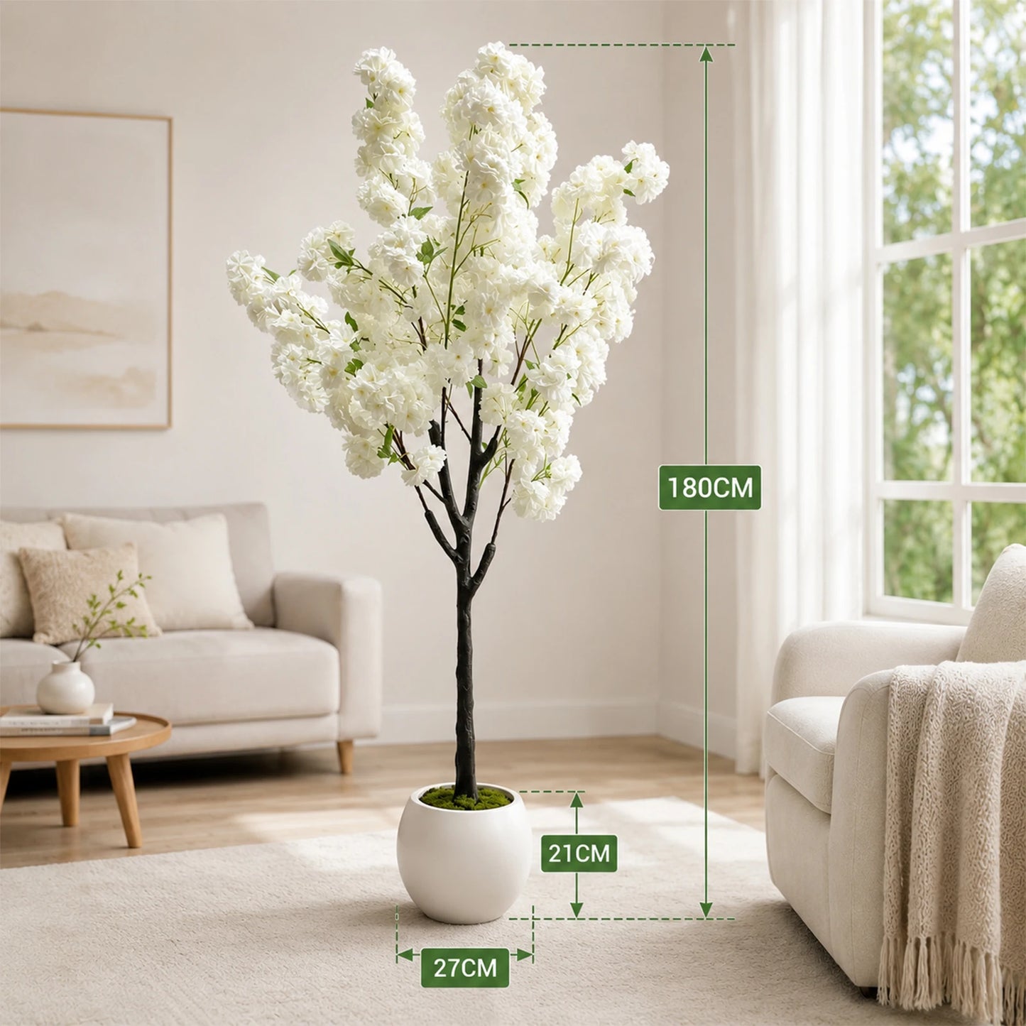Studyset CN Cherry Blossom Tree Faux Silk Indoor Decor