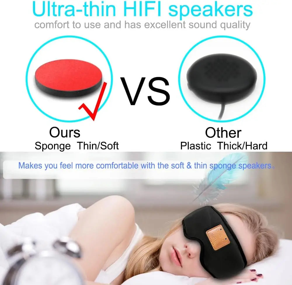3D Sleeping Eye Mask With Built-In Sponge Speakers Bluetooth Headphones
