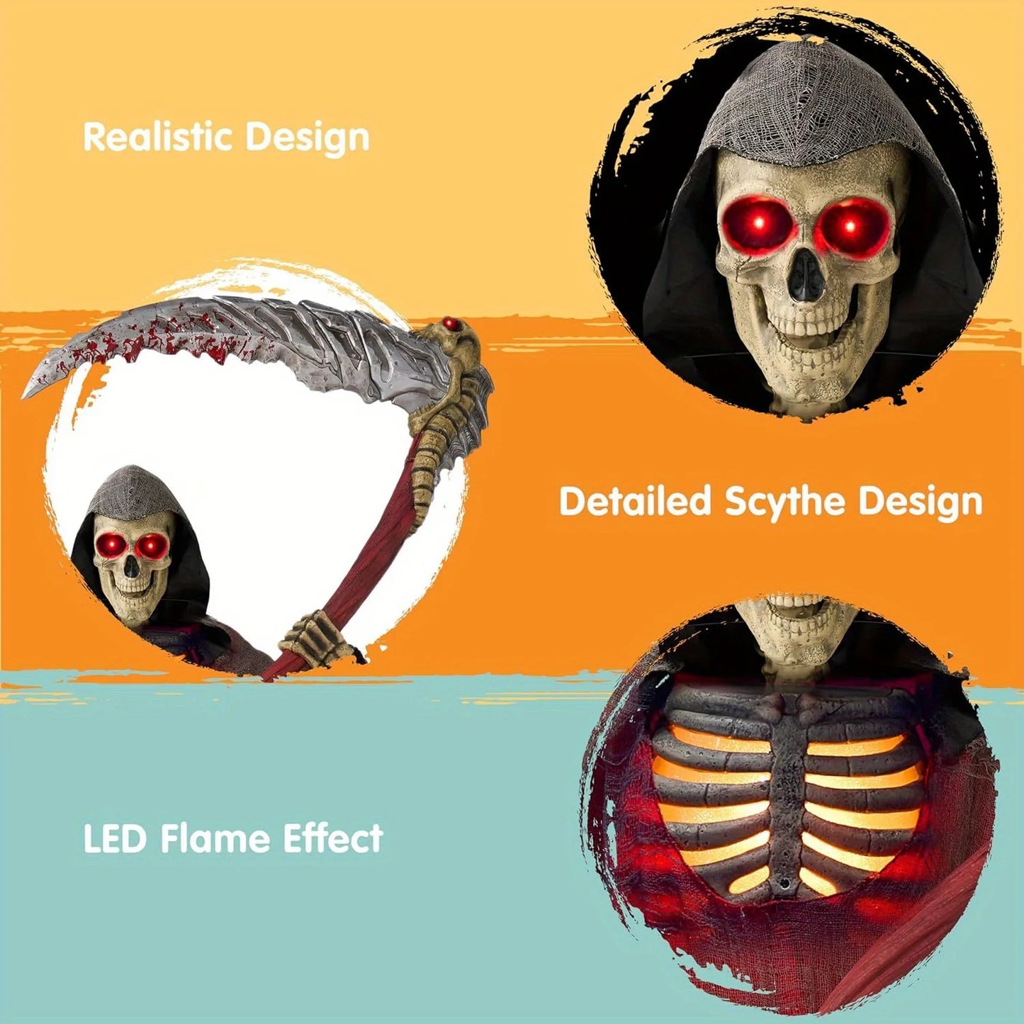 Animated Grim Reaper Halloween Decor With Motion Sensor And Scythe