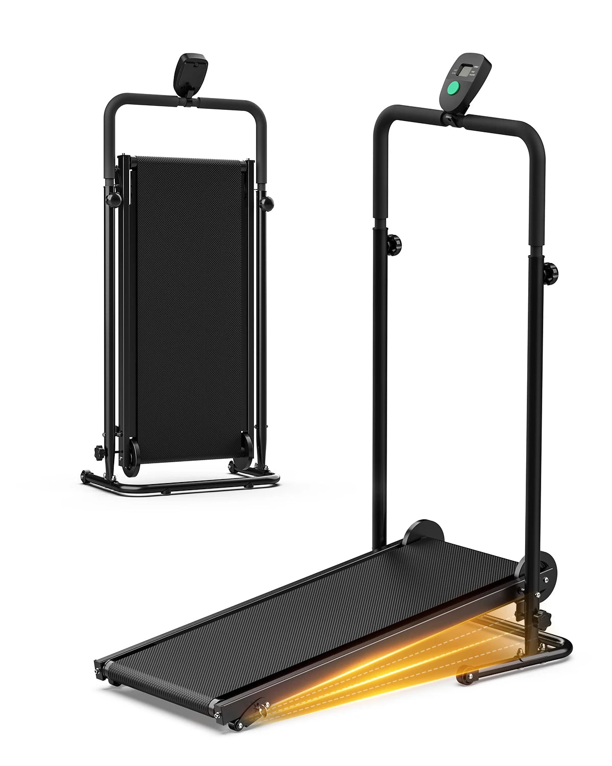 AKLUER Motorless Treadmill With Dual Flywheel And LCD Monitor