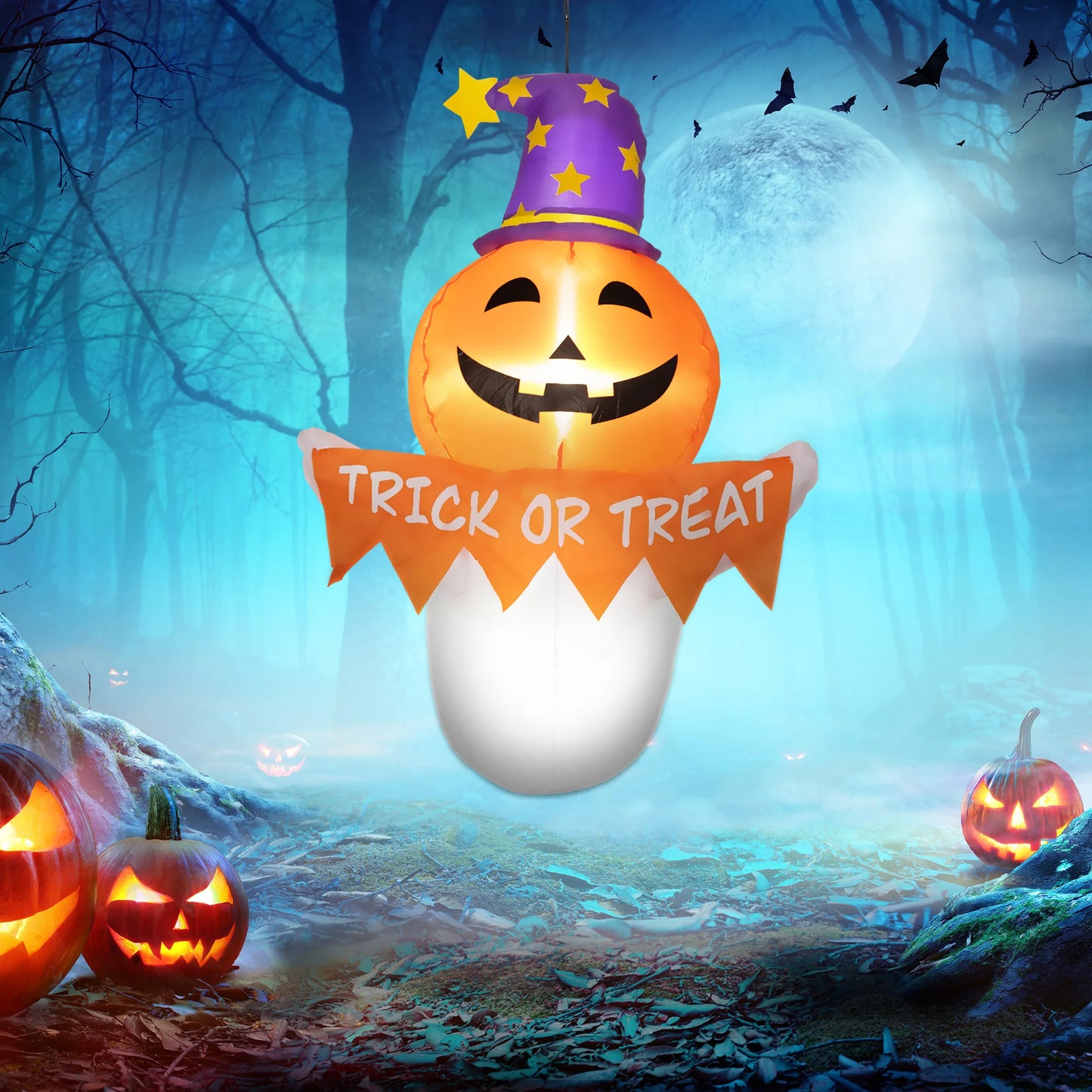 Halloween Inflatable Window Ghost Decoration With Led Lights