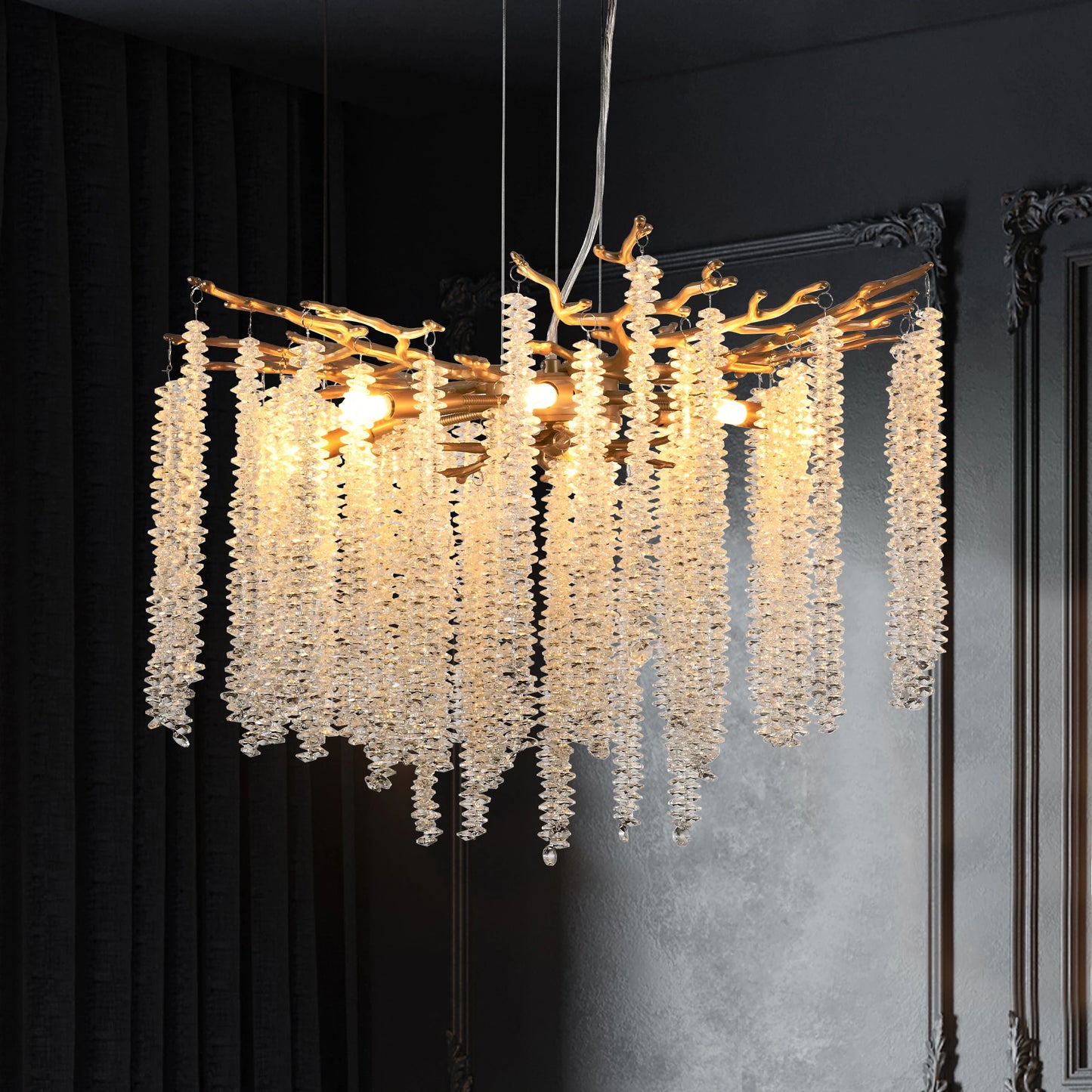 Longree Modern Pendant Light With Cascading Crystal Strands
