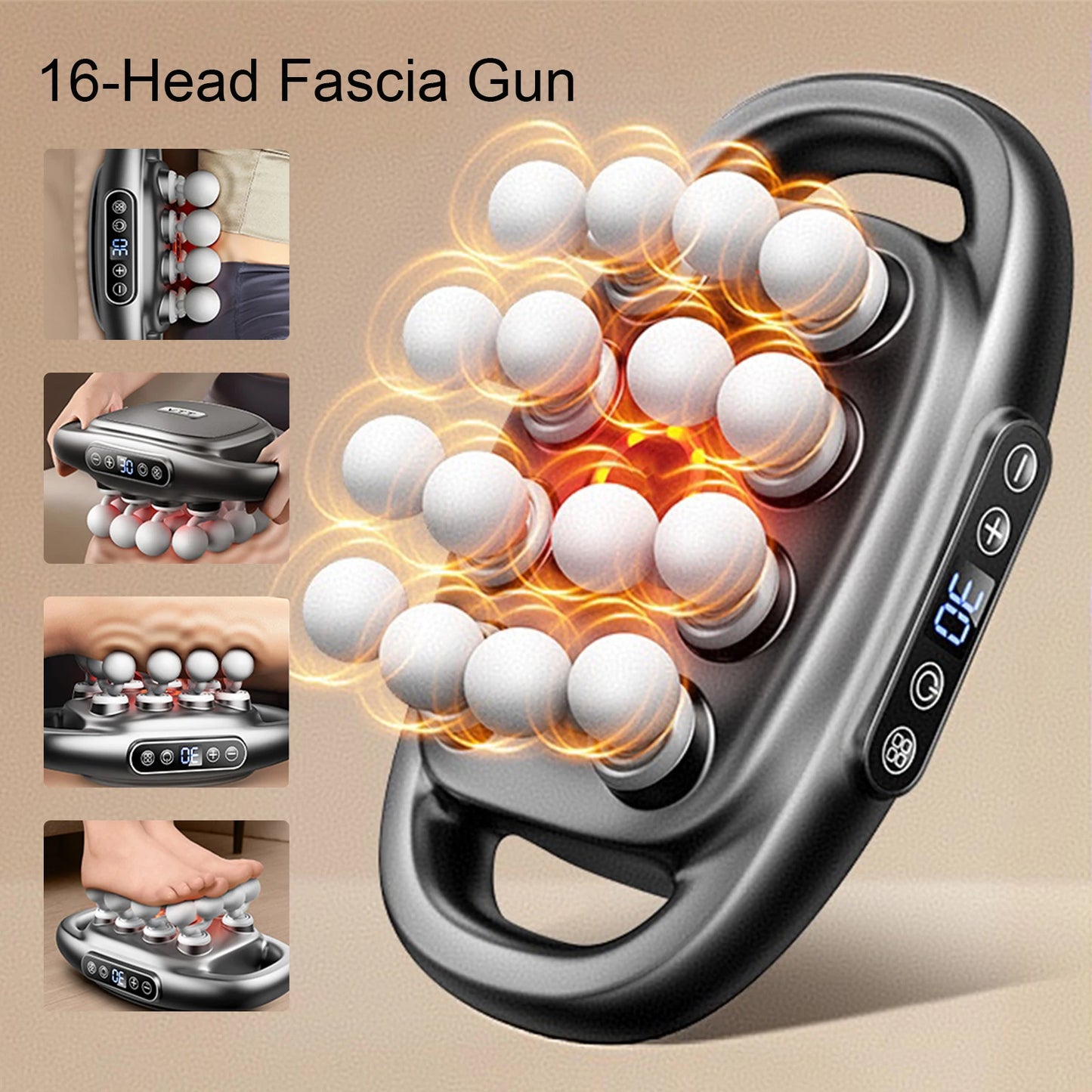 Foreverlily 16-Head Fascia Gun High Frequency Body Massage Massager