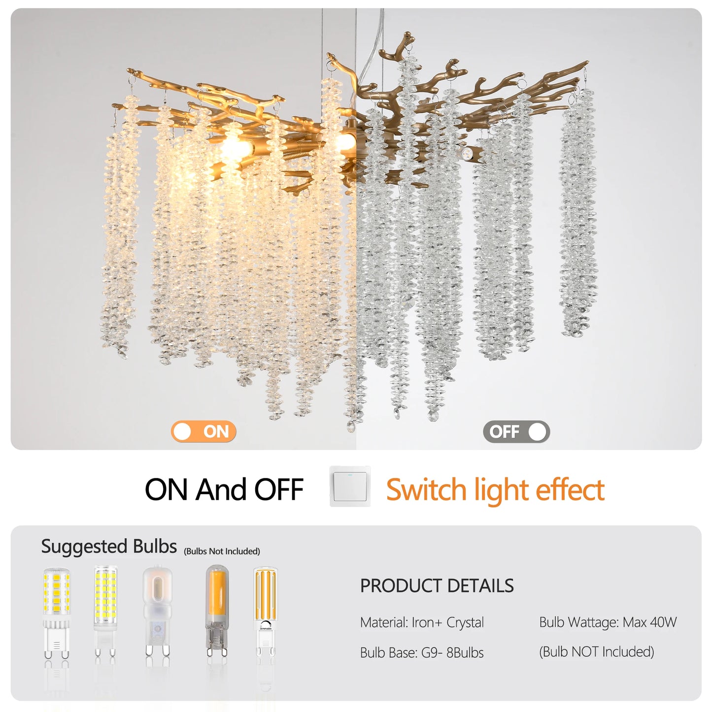 Longree Modern Pendant Light With Cascading Crystal Strands