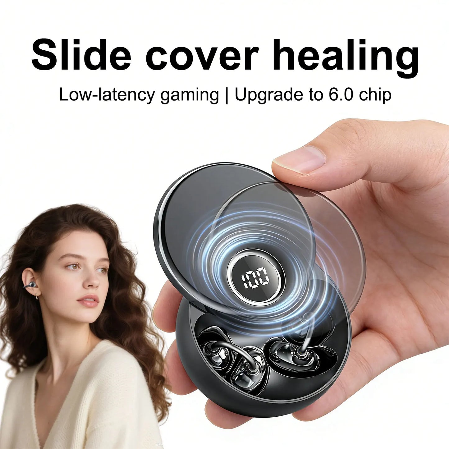 Shuke Open Ear Clip Wireless Earbuds With Active Noise Cancellation
