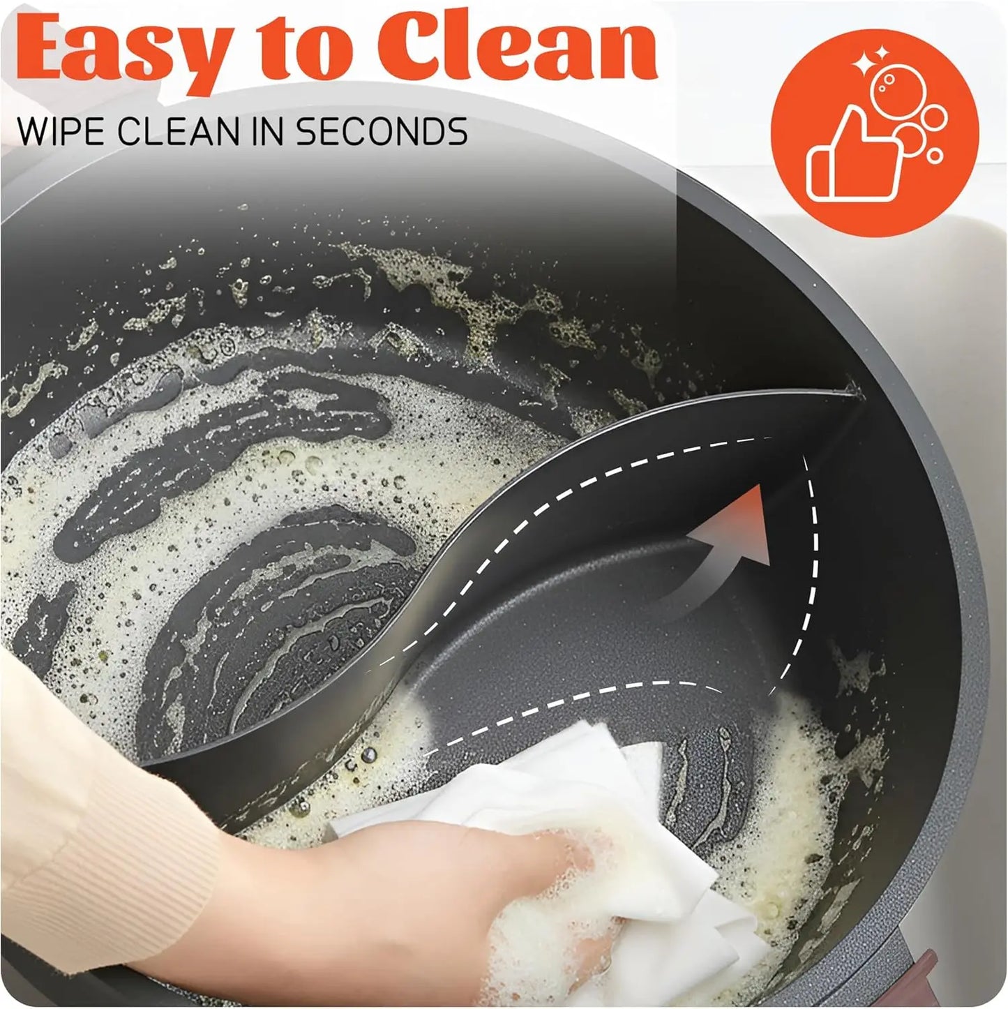 XMSJ Twin Electric Hot Pot With Divider PFAS Free Ceramic Nonstick