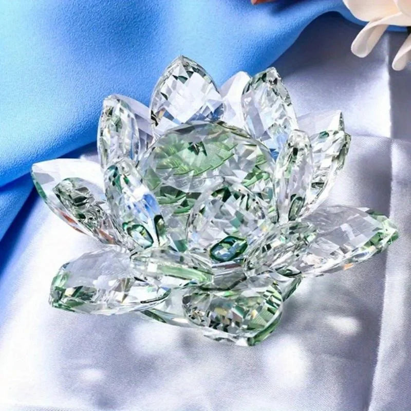 Crystal Lotus Paperweight Figurine For Home Decoration And Gifts