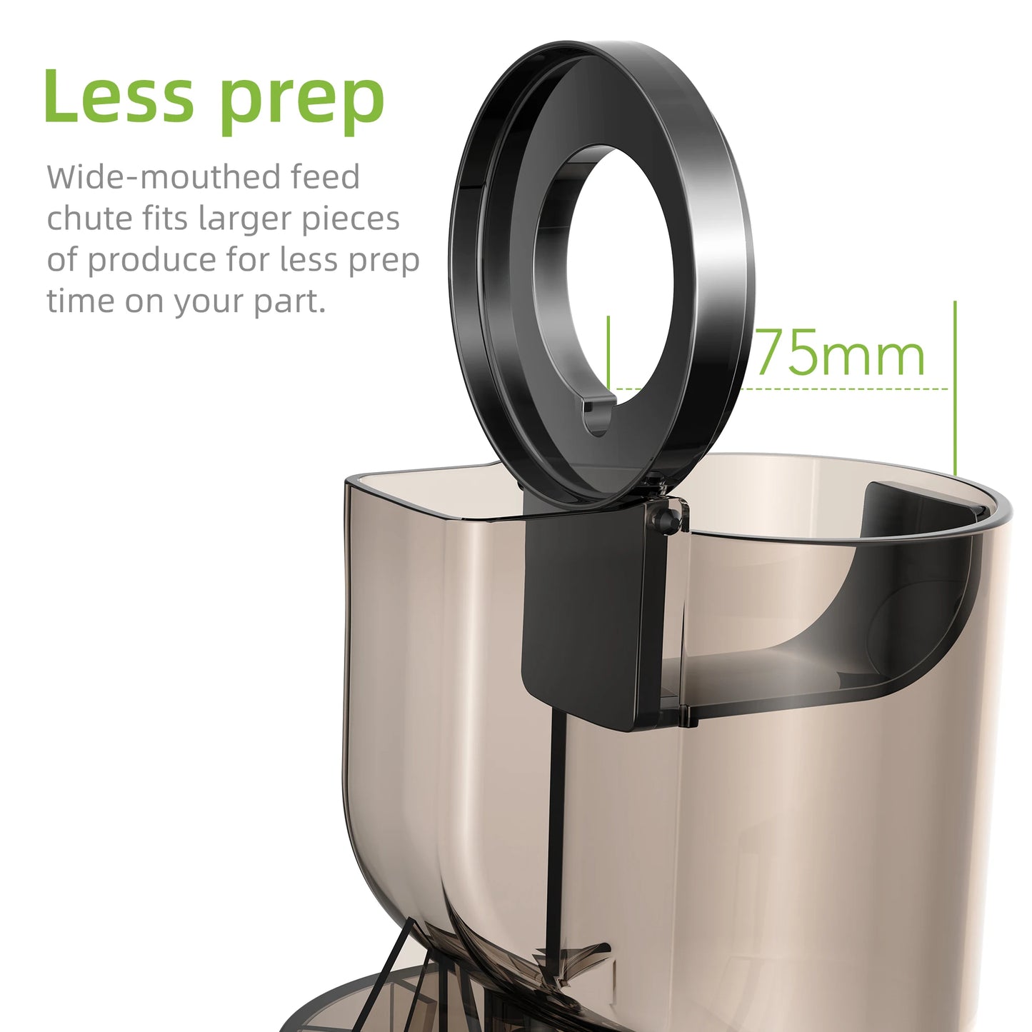 Biolomix Cold Press Juicer 75mm Feed Chute 200W Slow Masticating