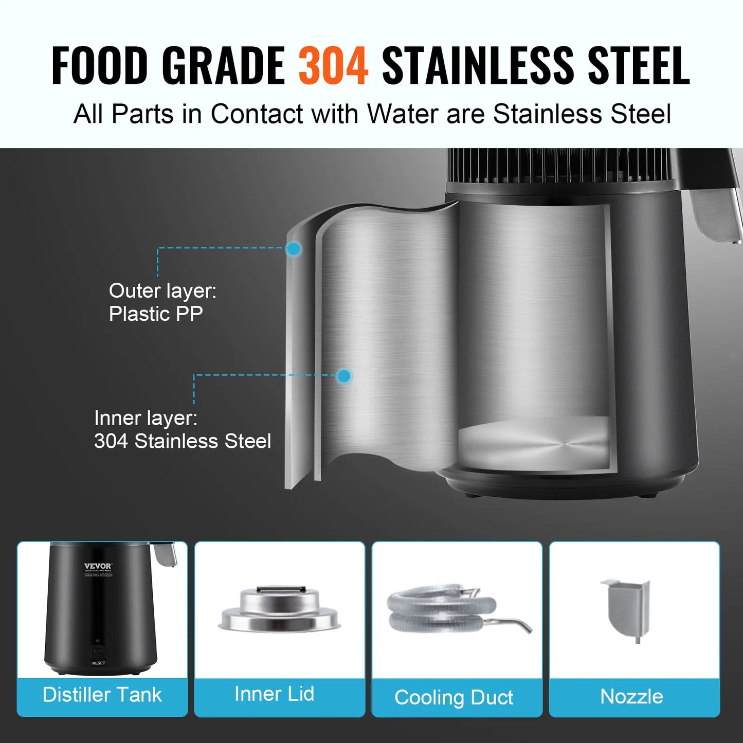 SucceBuy Water Distiller Countertop Pure Water Purifier