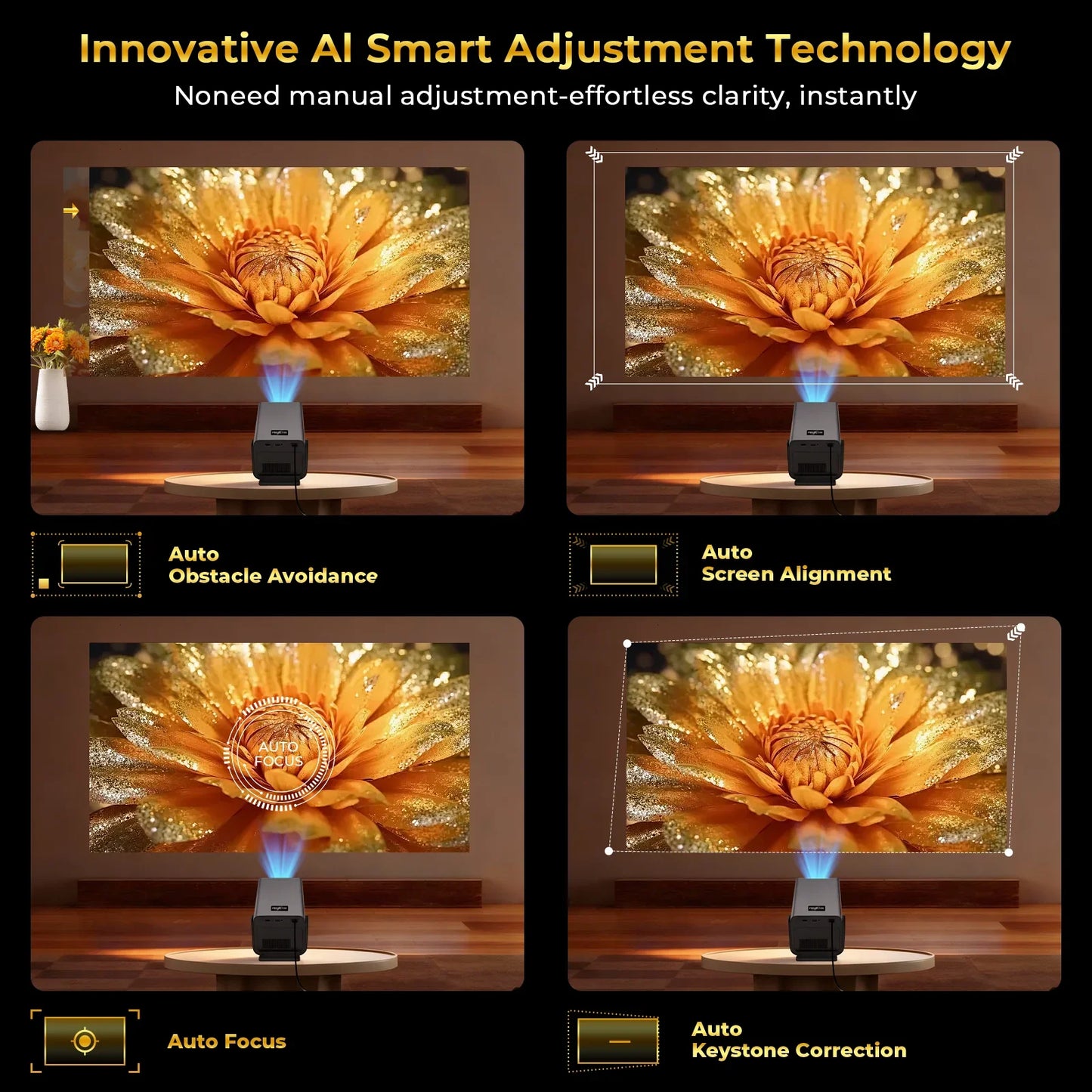 LynCast X7 Native 1080P Smart Projector Android 14
