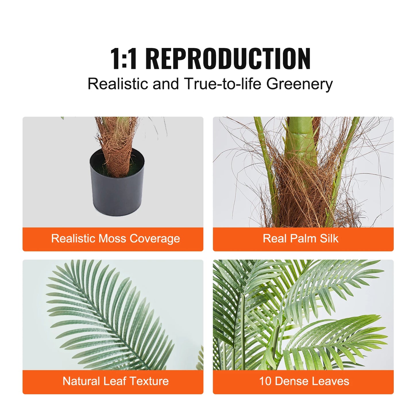 SucceBuy Artificial Palm Tree Faux Plant With Anti Tip Stability For Home
