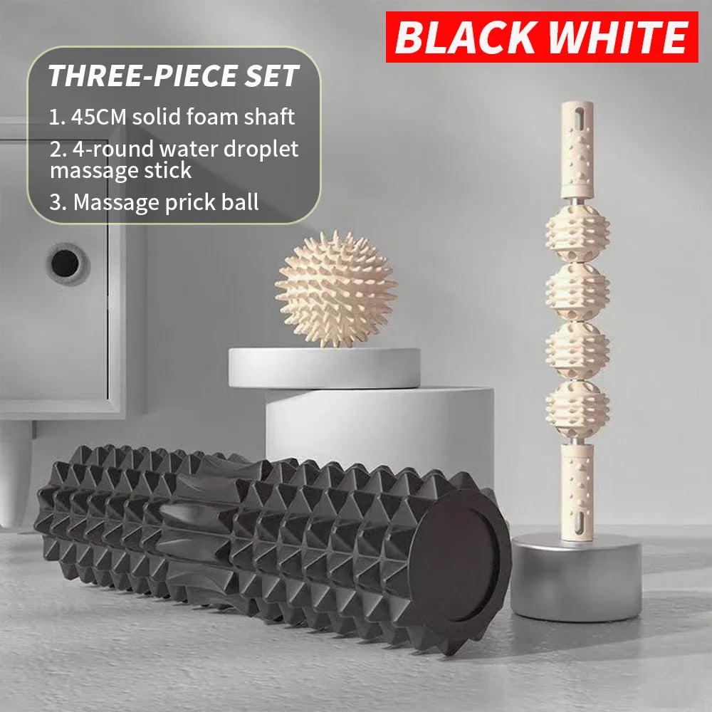Three Piece Massage Set With Massage Ball And Foam Roller