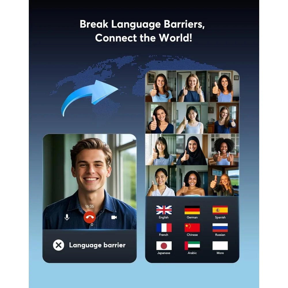 Real Time AI Language Translator Earbuds With Active Noise Cancellation