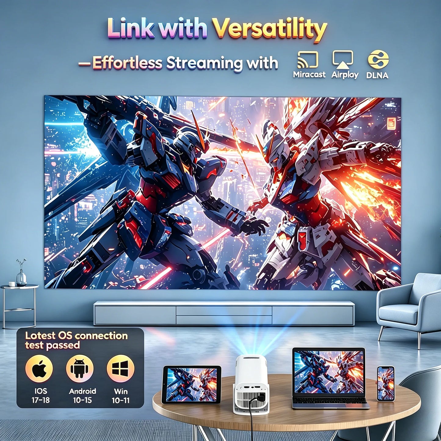 XGODY 4K LED Projector 12000 Lumens Brightness WiFi 6