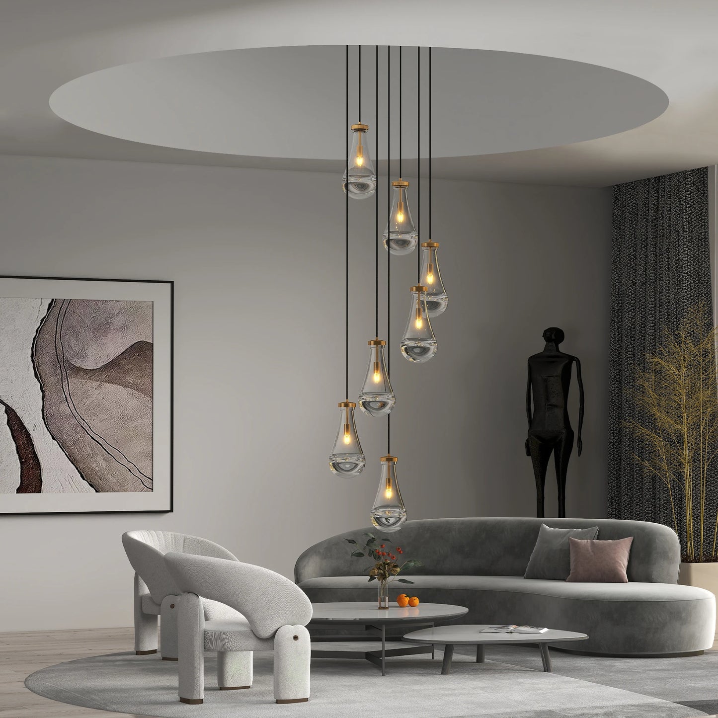 LONGREE 7 Light Pendant Chandelier With Adjustable Hanging Cord