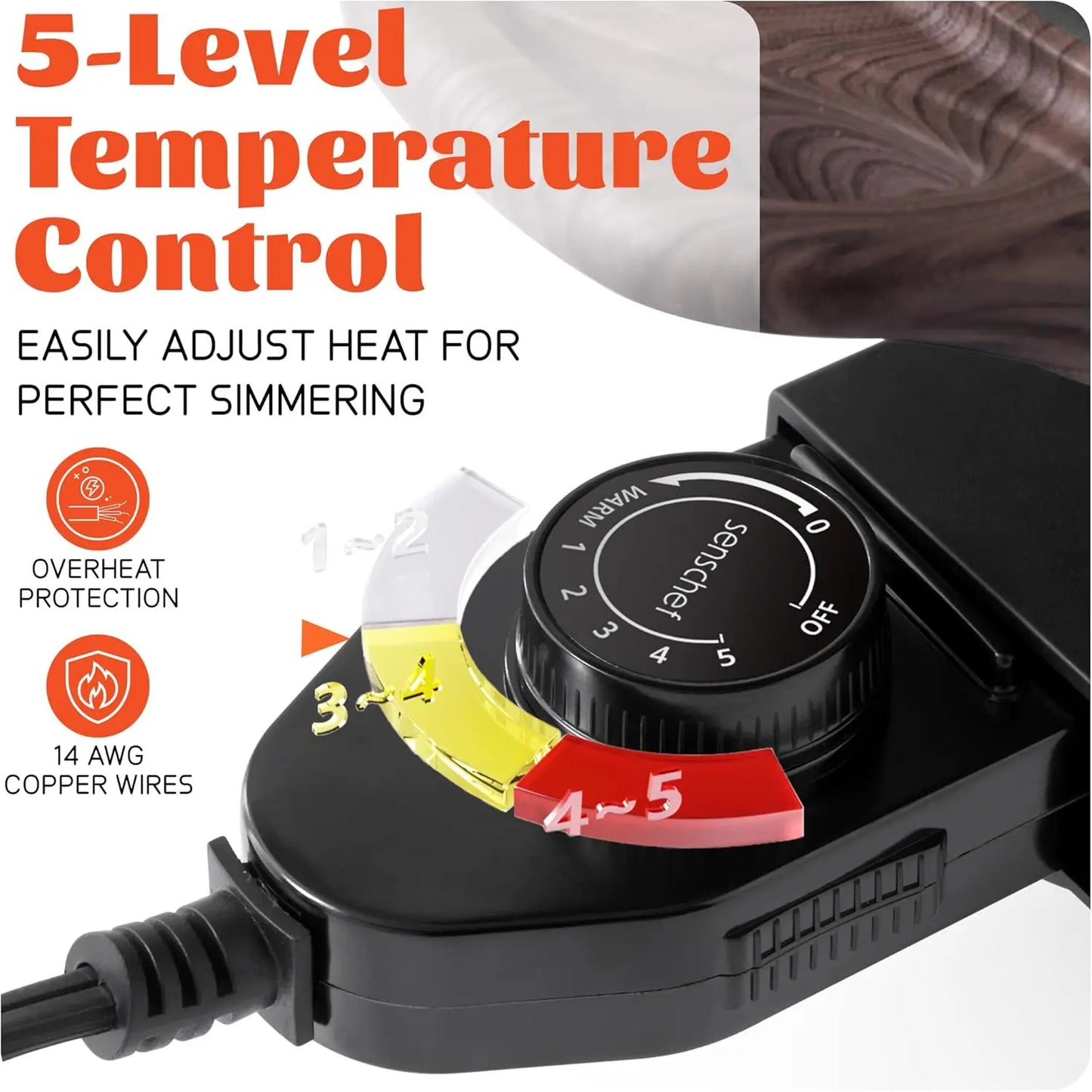 XMSJ Twin Electric Hot Pot With Divider PFAS Free Ceramic Nonstick