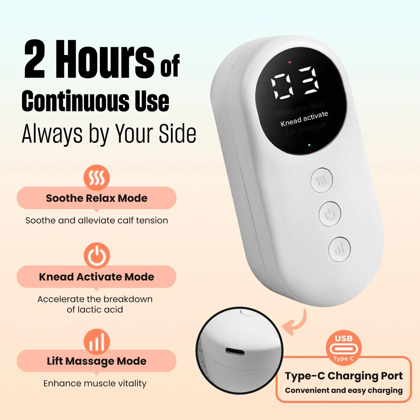 Cordless 3 In 1 Leg Massager With Compression Kneading Vibration