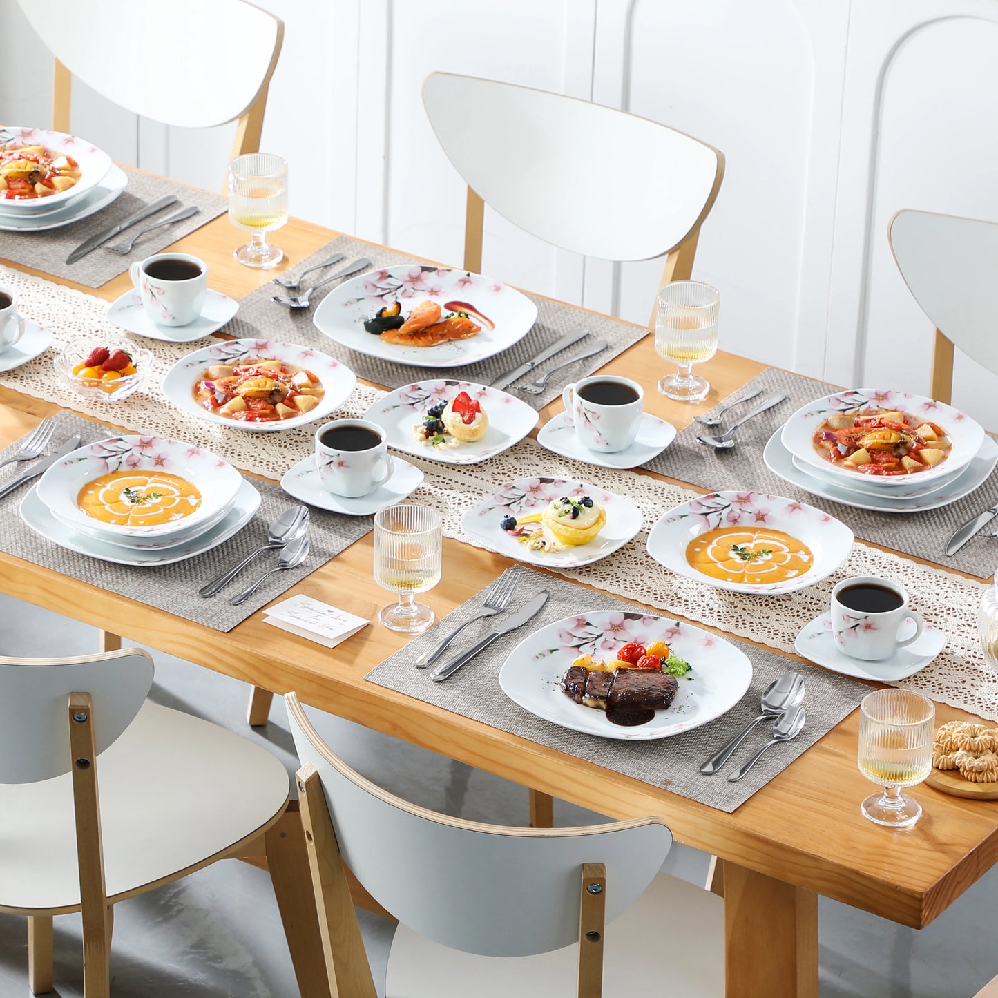 Malacasa Annie Porcelain Dinnerware Set Floral Service for 6