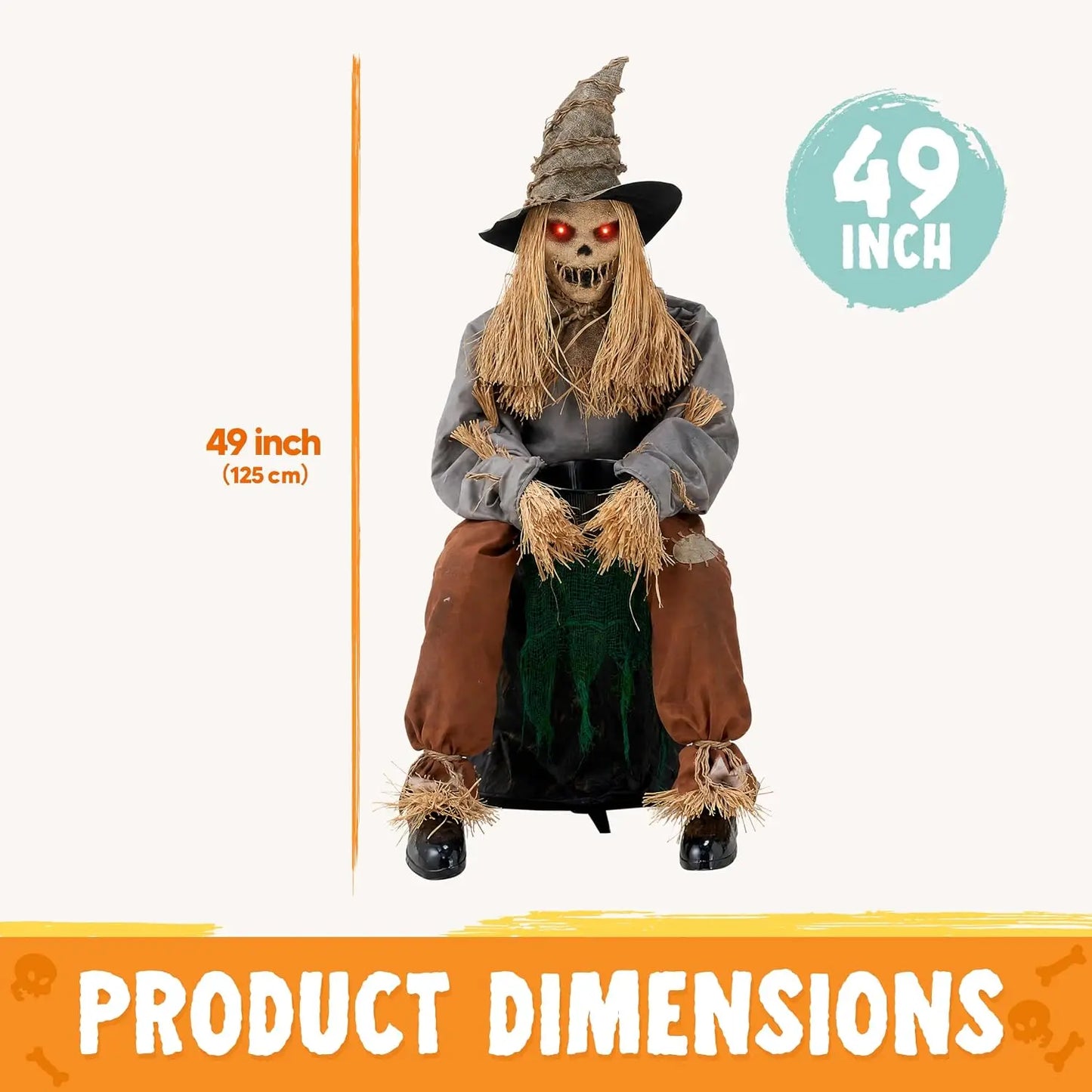 Joyfy Animatronic Scarecrow Featuring Sound And Led Eyes For Halloween