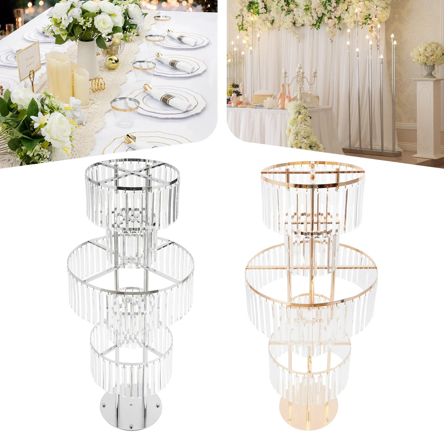 5 Tier Wedding Centerpiece Stand Acrylic Flower Vase With Hanging