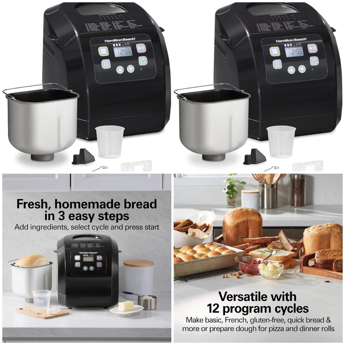 XMSJ Automatic Bread Maker Machine Digital Programmable 12 Settings