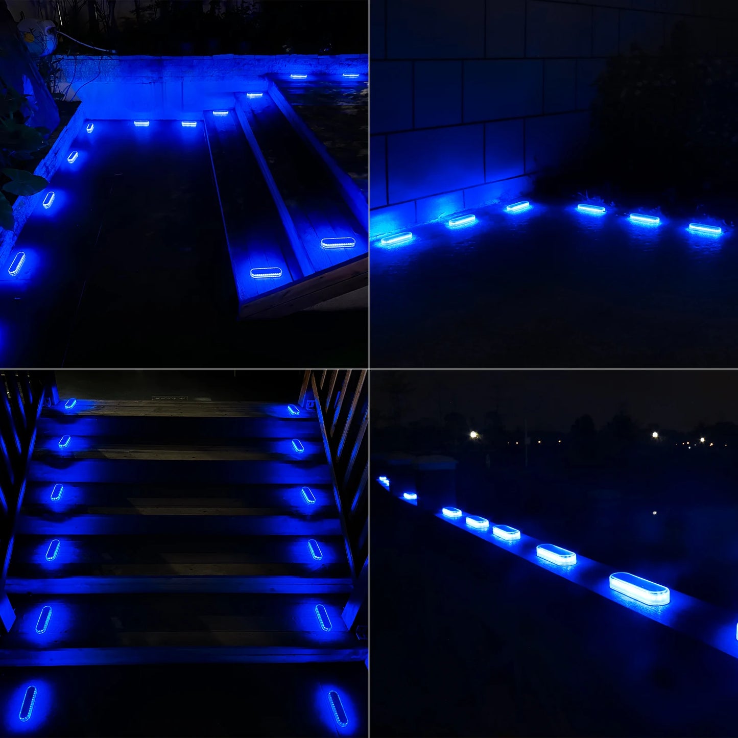 Solar LED Deck Lights 4 Pack Auto On Off Waterproof