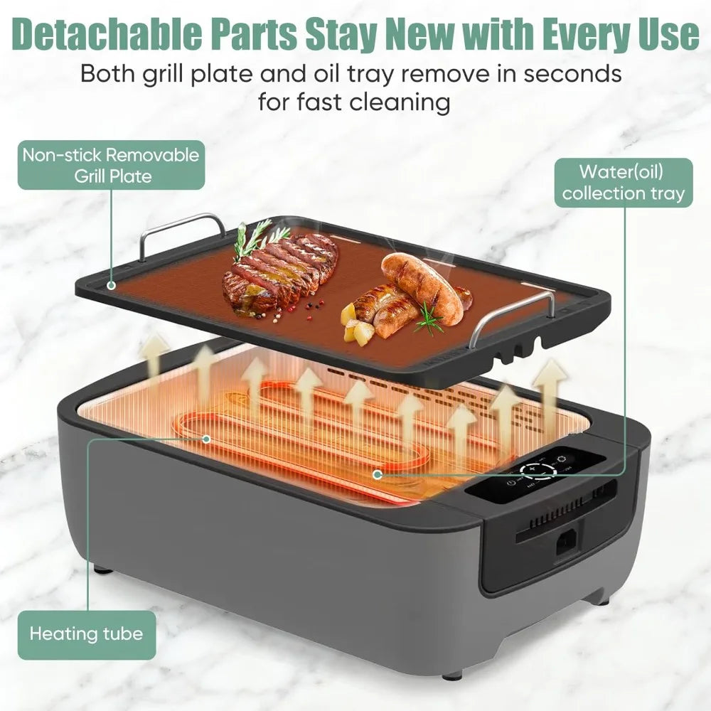 Amornest Smokeless Indoor Grill 1100W With Turbo Smoke Extractor