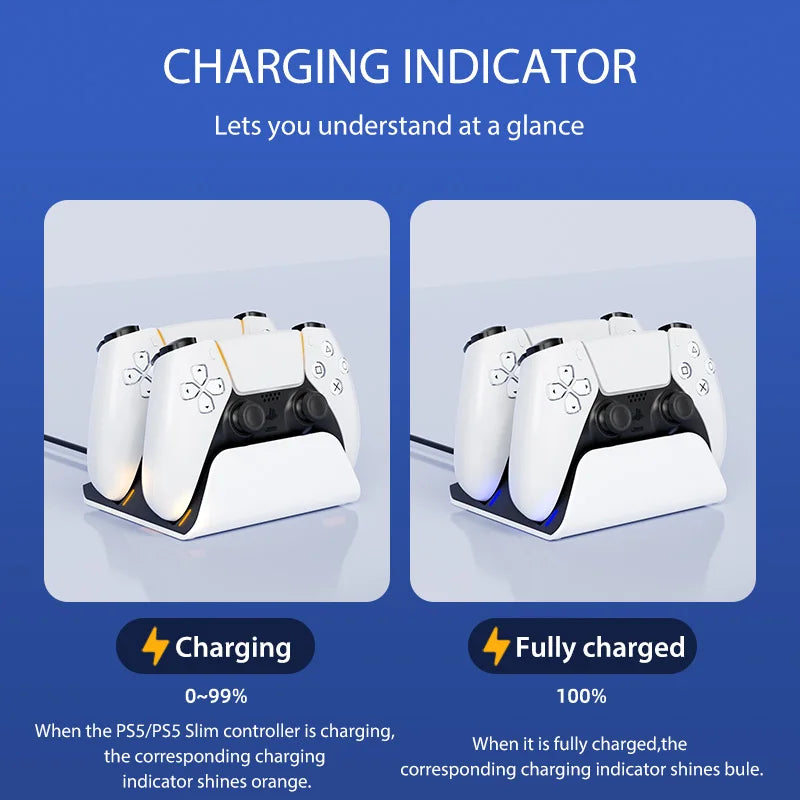 bibuks Dual Fast Charging Dock for PS5 Wireless Controllers