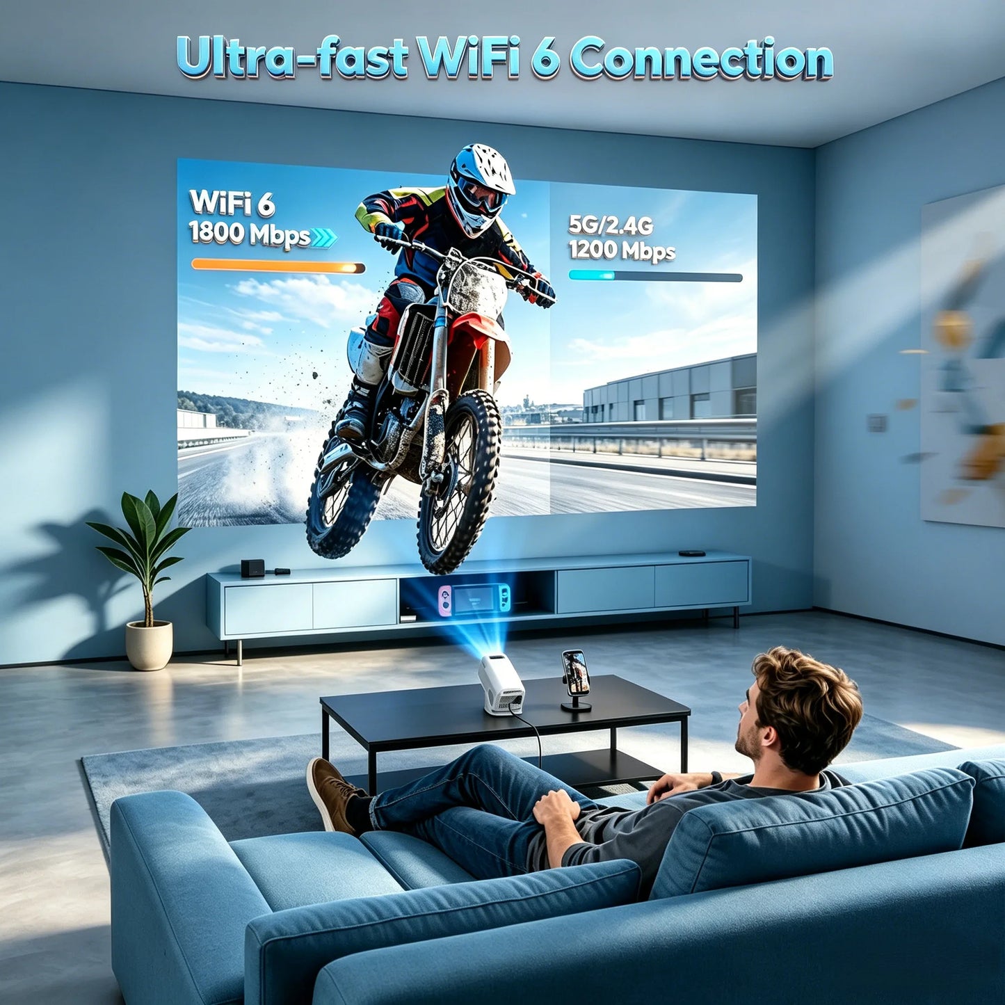 XGODY 4K LED Projector 12000 Lumens Brightness WiFi 6