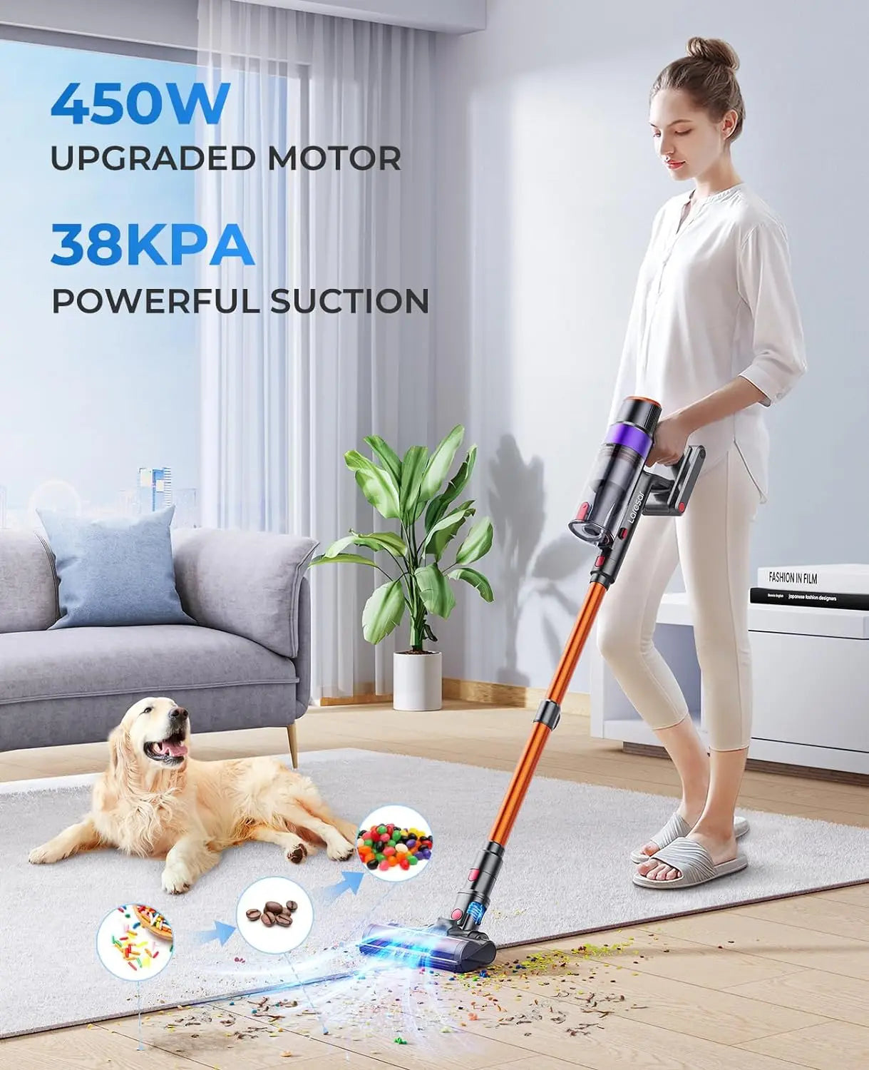 LARESAR Elite 8 Cordless Vacuum Cleaner 450W 55 Minute Battery