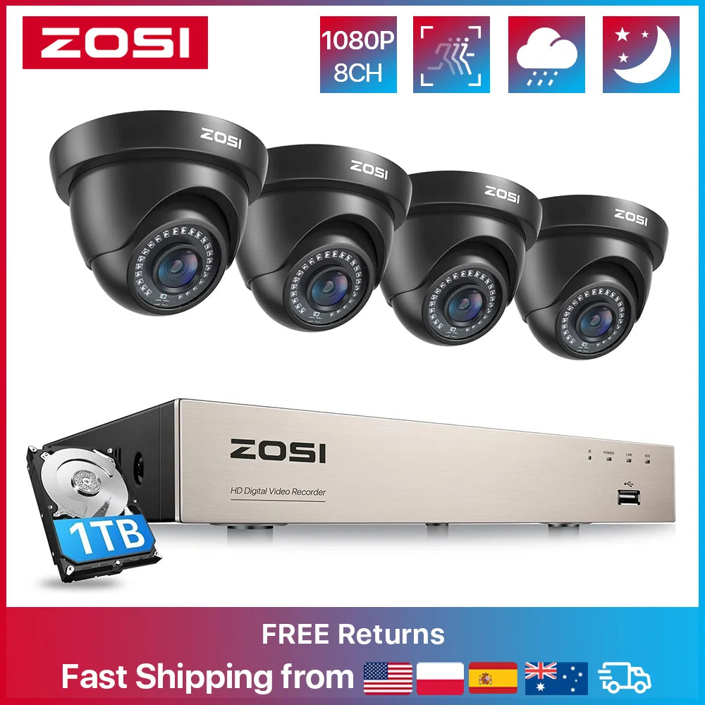 ZOSI 8CH Security Camera System H.265+ 5MP Lite DVR