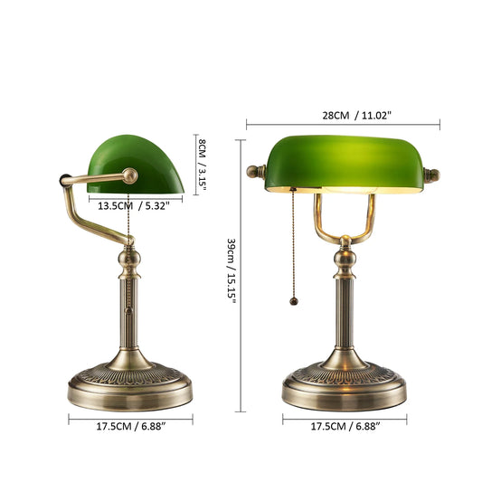 Newrays Desk Lamp Glass Banker Lamp Zipper Switch Home Office