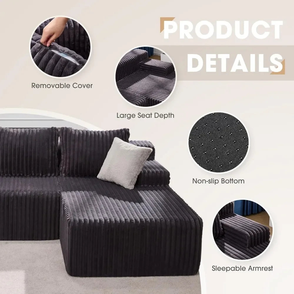 Cloud Modular Sectional Sofa L Shape Memory Foam Chaise