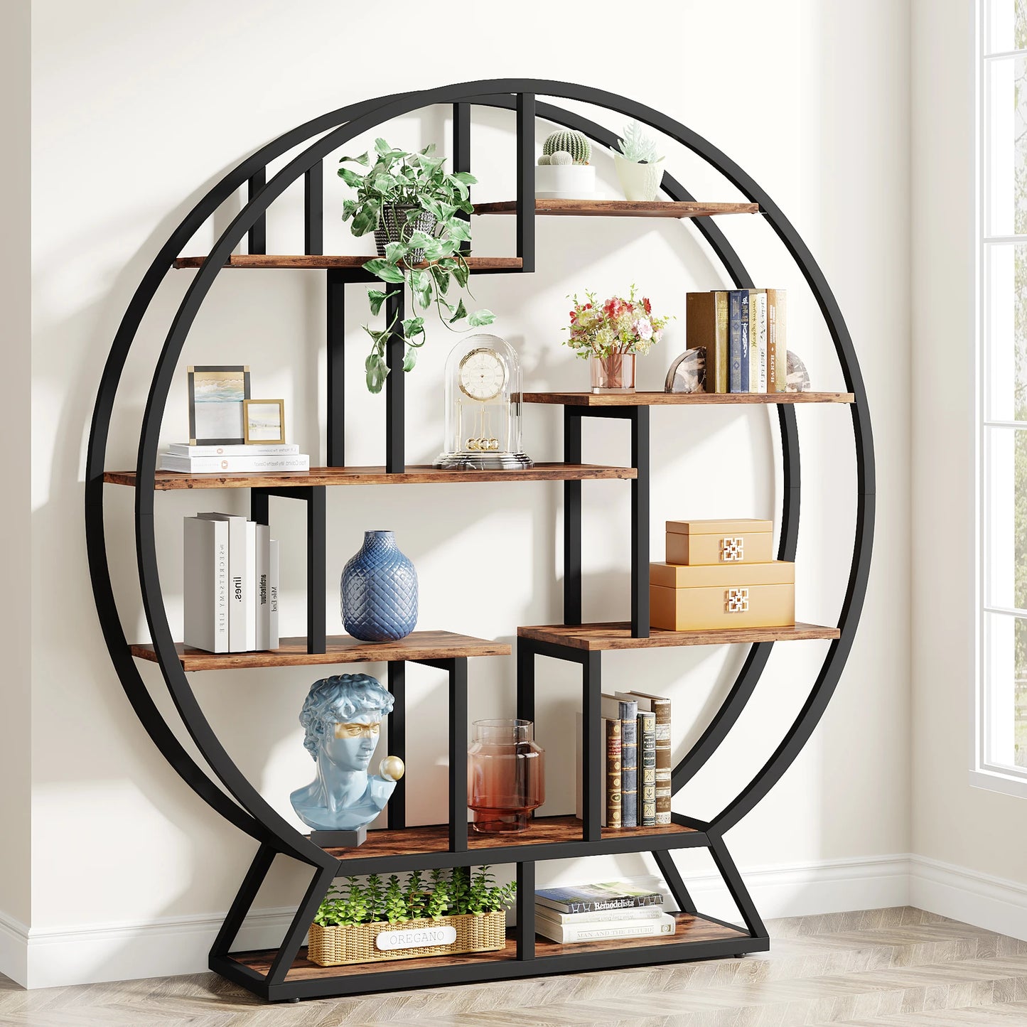 Tribesigns Etagere Bookcase Five Tier Iron Frame Shelves