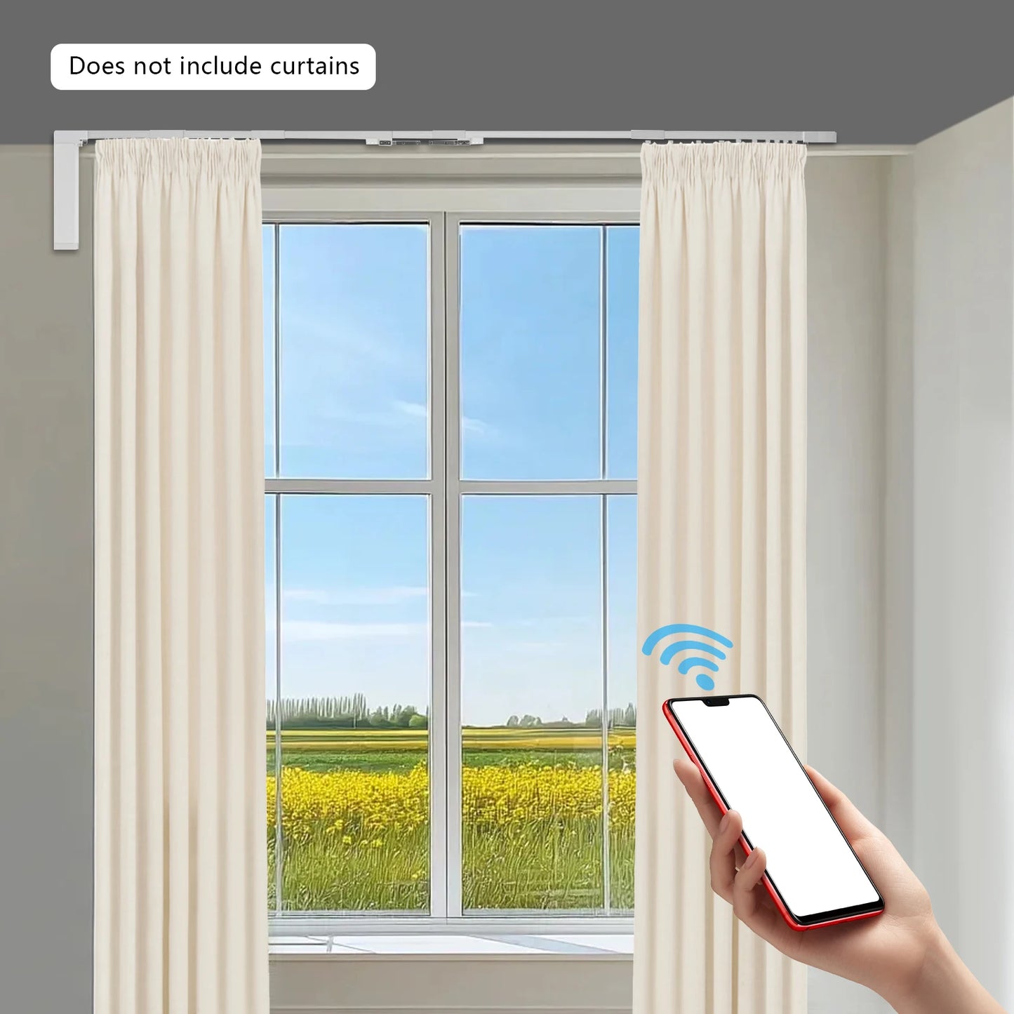 Motorized Curtain Track With Remote Control And Smart Home